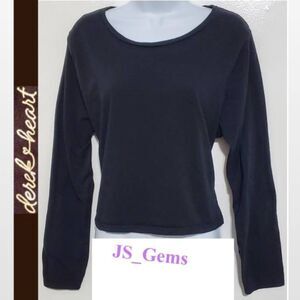 New Plus 3X Black Long Sleeve Cropped Top